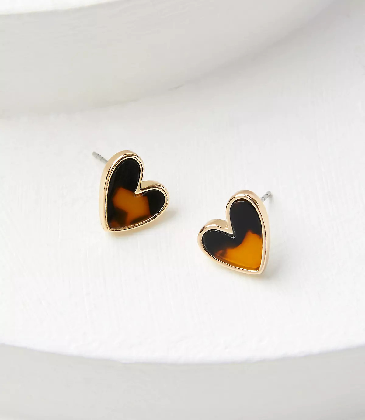 Tortoiseshell Print Heart Stud Earrings | LOFT