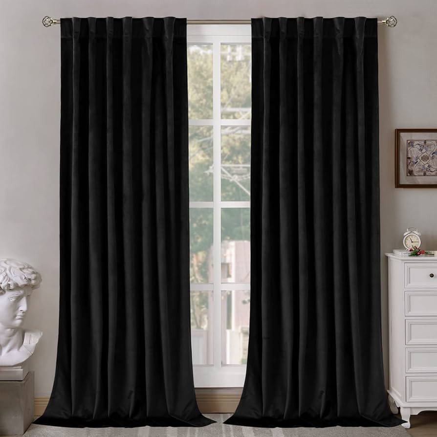 BGment Halloween Black Velvet Curtains 108 Inches Long for Living Room, Thermal Insulated Room Da... | Amazon (US)