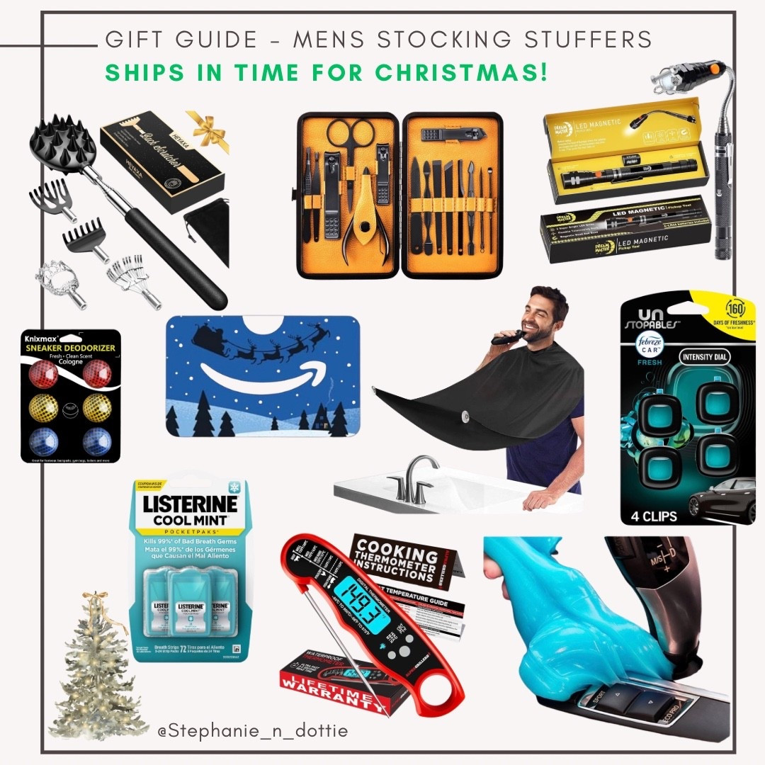 Stocking stuffers for the men in your life. Ideas like shaving accessories, items to keep your car clean, back scratchers, and tools etc!! Everything is still available for shipping before Christmas! 
Men’s Stocking | Teen Boy Stocking | car | shaving | tools 

#LTKHoliday #LTKGiftGuide