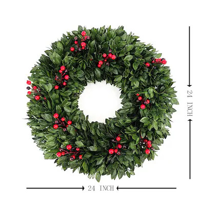 Holiday Living 4 -Pack 24-in Indoor/Outdoor (non powered) Green Artificial Christmas Wreath Lowes... | Lowe's