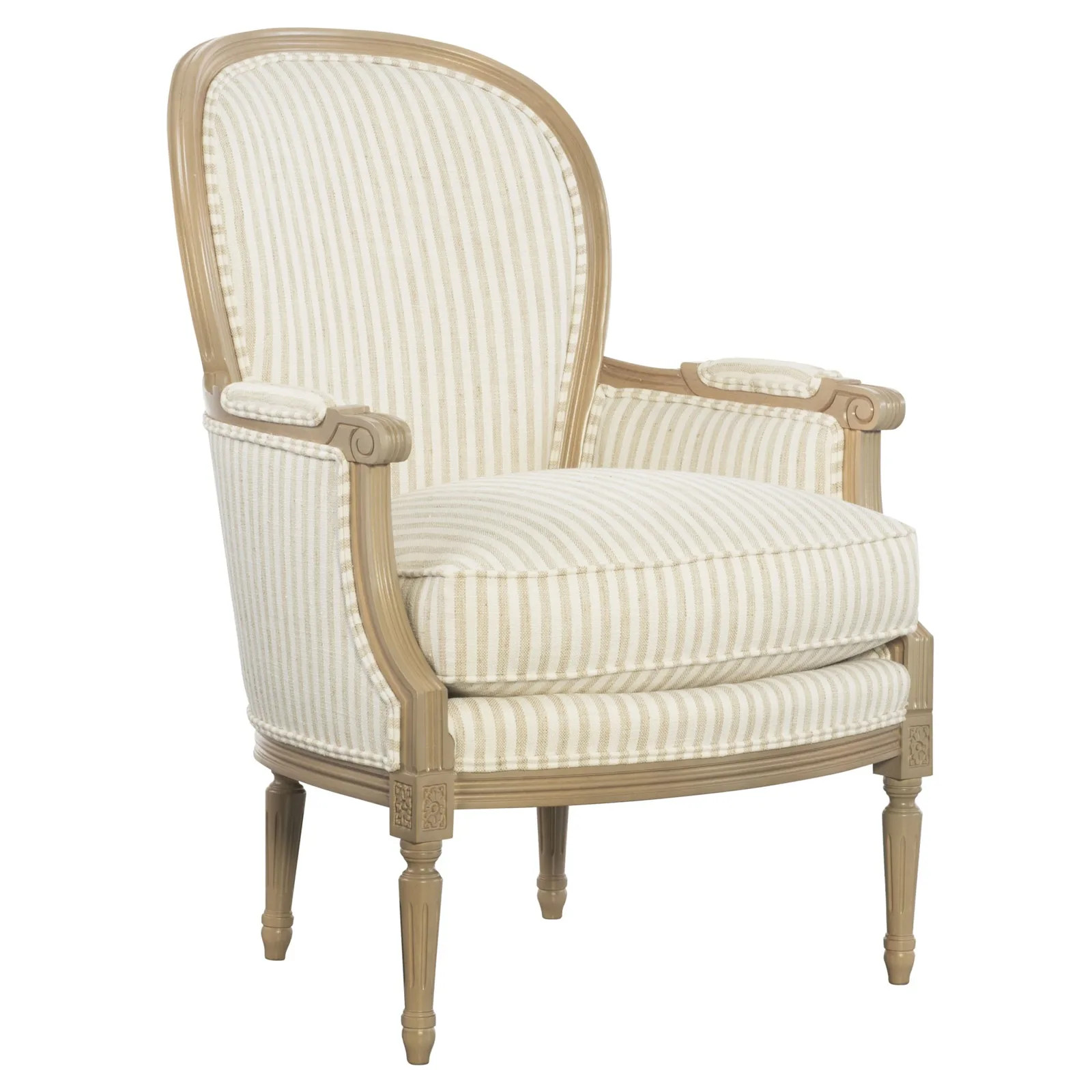 Charlotte French Country Sand Striped Arm Chair | Kathy Kuo Home