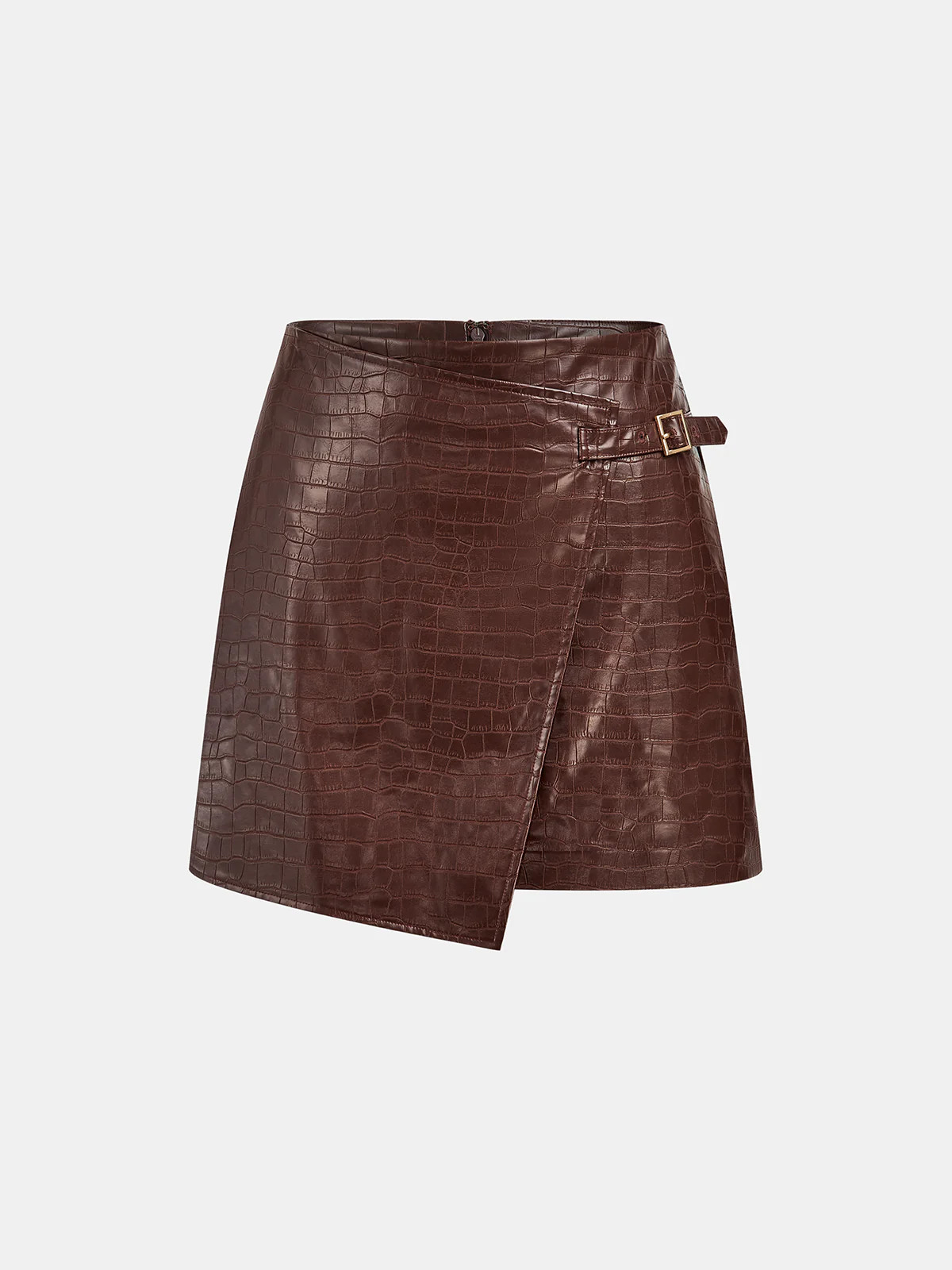 Crocodile Embossed PU Leather Mini Skirt | Commense