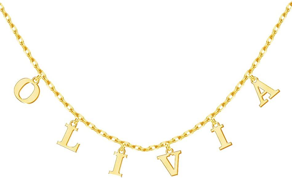 Yofair Custom Choker Name Necklace Personalized Letter Initial Necklace18K Gold Plated Nameplate ... | Amazon (US)
