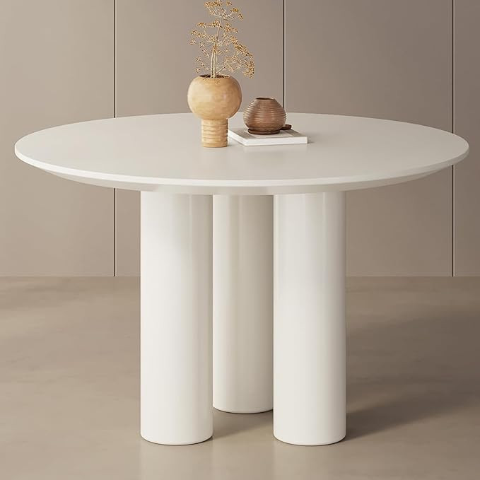 Guyii 30" Cream White Dining Table, Modern Round Kitchen Table, Small Indoor End Table for Kitche... | Amazon (US)