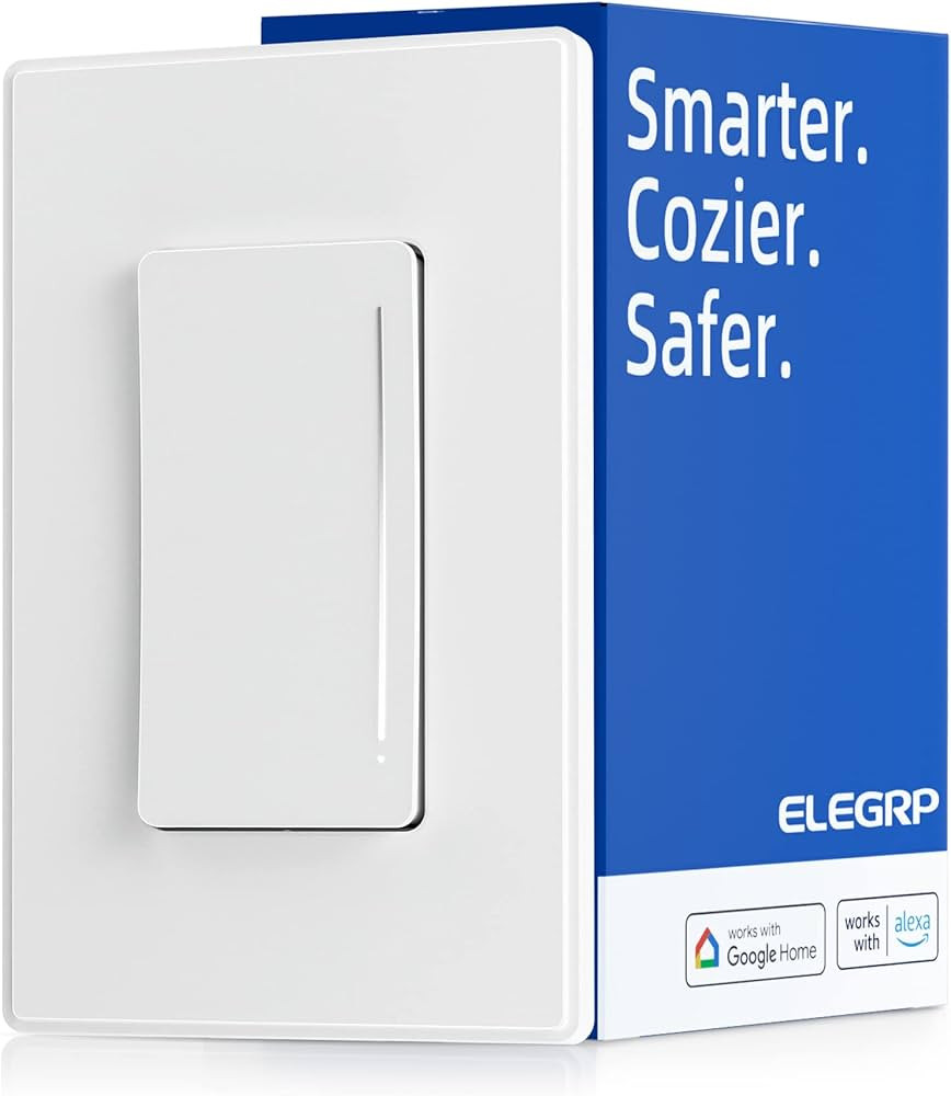 ELEGRP Smart Dimmer Light Switch DTR10, Single Pole Setup, 2.4GHz Wi-Fi Touch Dimmer Compatible w... | Amazon (US)