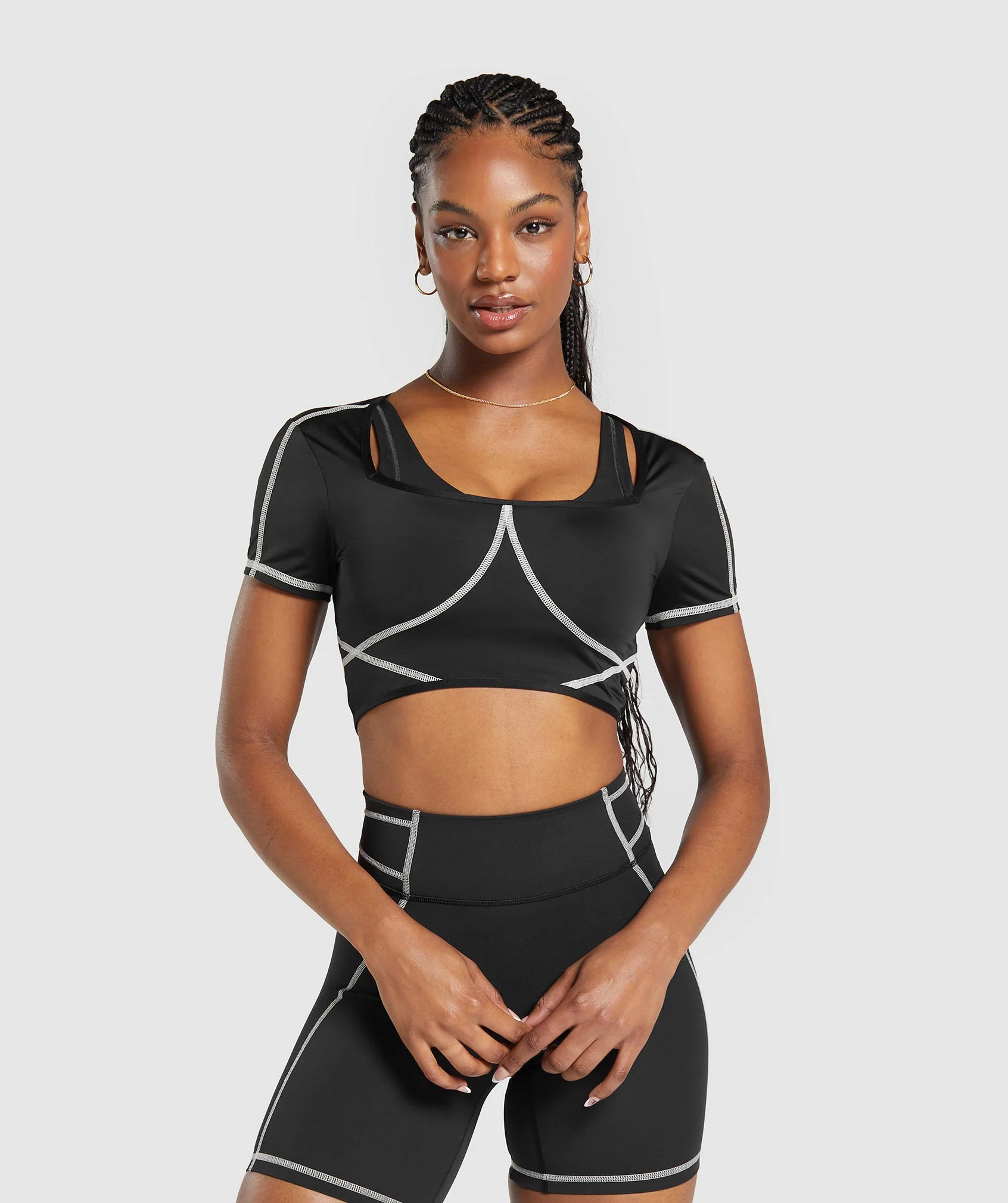 Gymshark Stitch Feature Crop Top - Black | Gymshark US