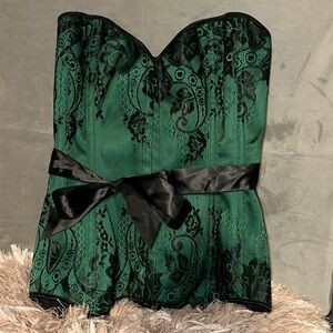 Green and Black Lace Corset | Poshmark