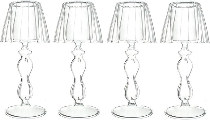Sziqiqi Clear Glass Tea Light Candle Holders, 4Pcs Lamp Shape Tealight Holders, Elegant Table Cen... | Amazon (UK)