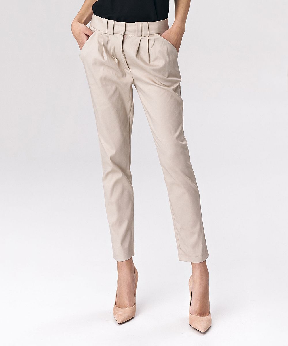 NIFE Women's Dress Pants beige - Beige Straight-Leg Pants - Women | Zulily