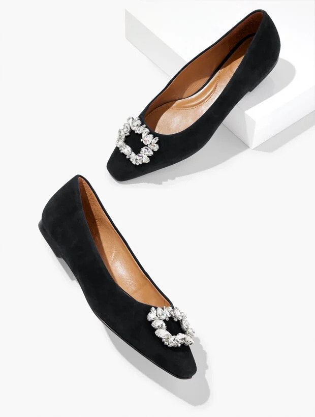Whitley Crystal Suede Flat | Talbots