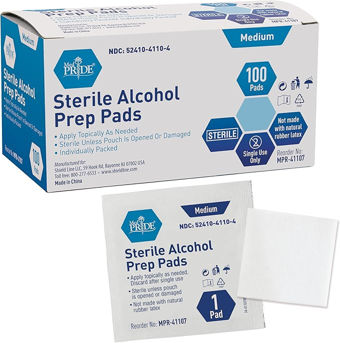 MED PRIDE Alcohol Prep Pads| Medical-Grade, Sterile, Individually-Wrapped, Isopropyl Cotton Swabs... | Amazon (US)