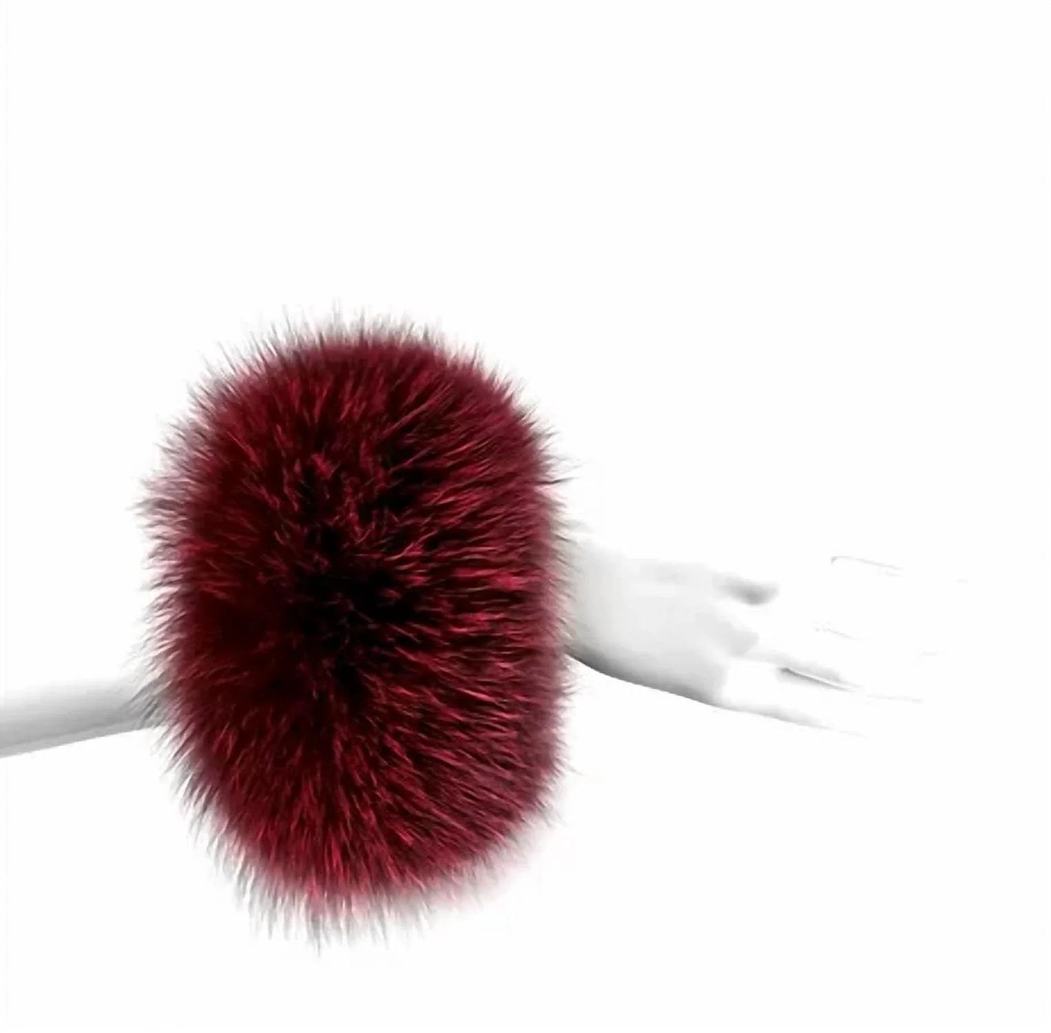 Cfc1Fx - Pair Of Fur Snap Wrist Cuffs In Red Wine/indigo | Shop Simon