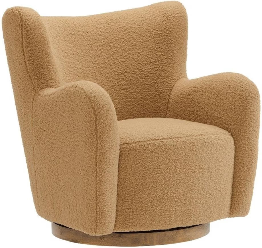 Modway Montrose Swivel Wingback Accent Chair in Camel Walnut Sherpa Teddy Fabric – Modern Furry... | Amazon (US)