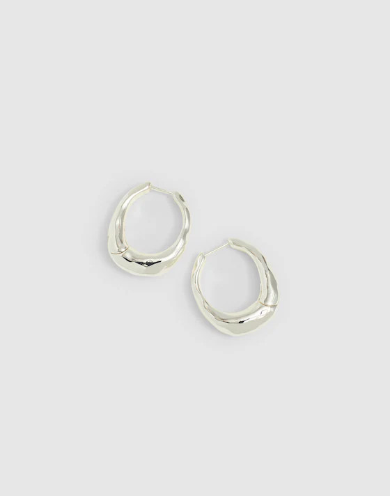 Hammered Puffy Medium Hoop Earrings | Madewell