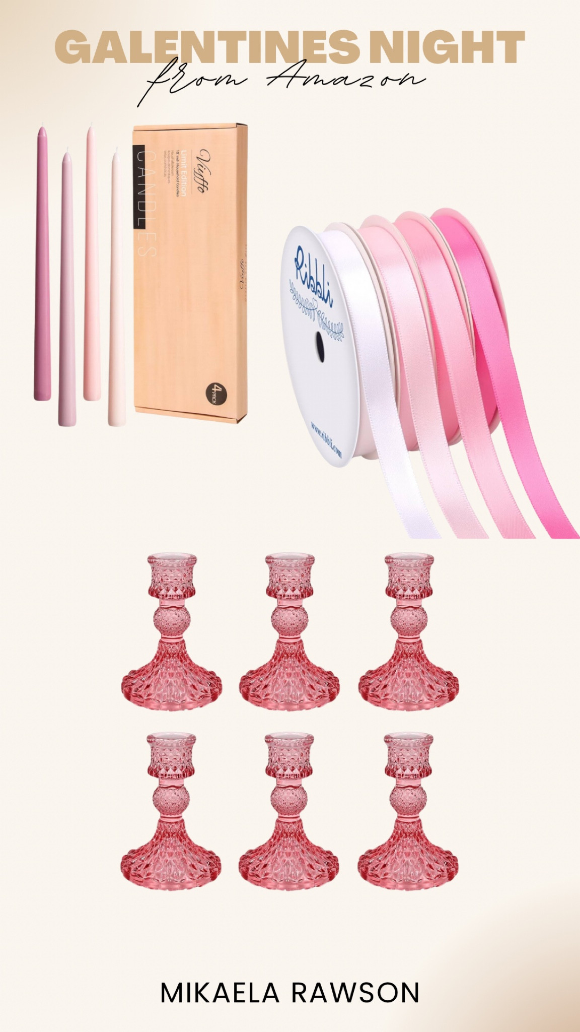 Galentines night from Amazon 🩷

Pink candlestick holder. Pink ribbon. White ribbon. Girly ribbon. Pink candlesticks. Hosting night. Girls night in  

#LTKSeasonal #LTKParties #LTKHome