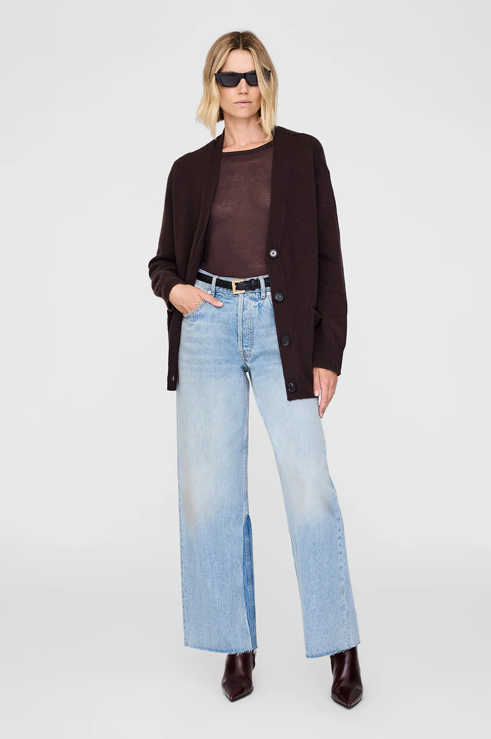 Jackson Cardigan - Deep Brown | Anine Bing