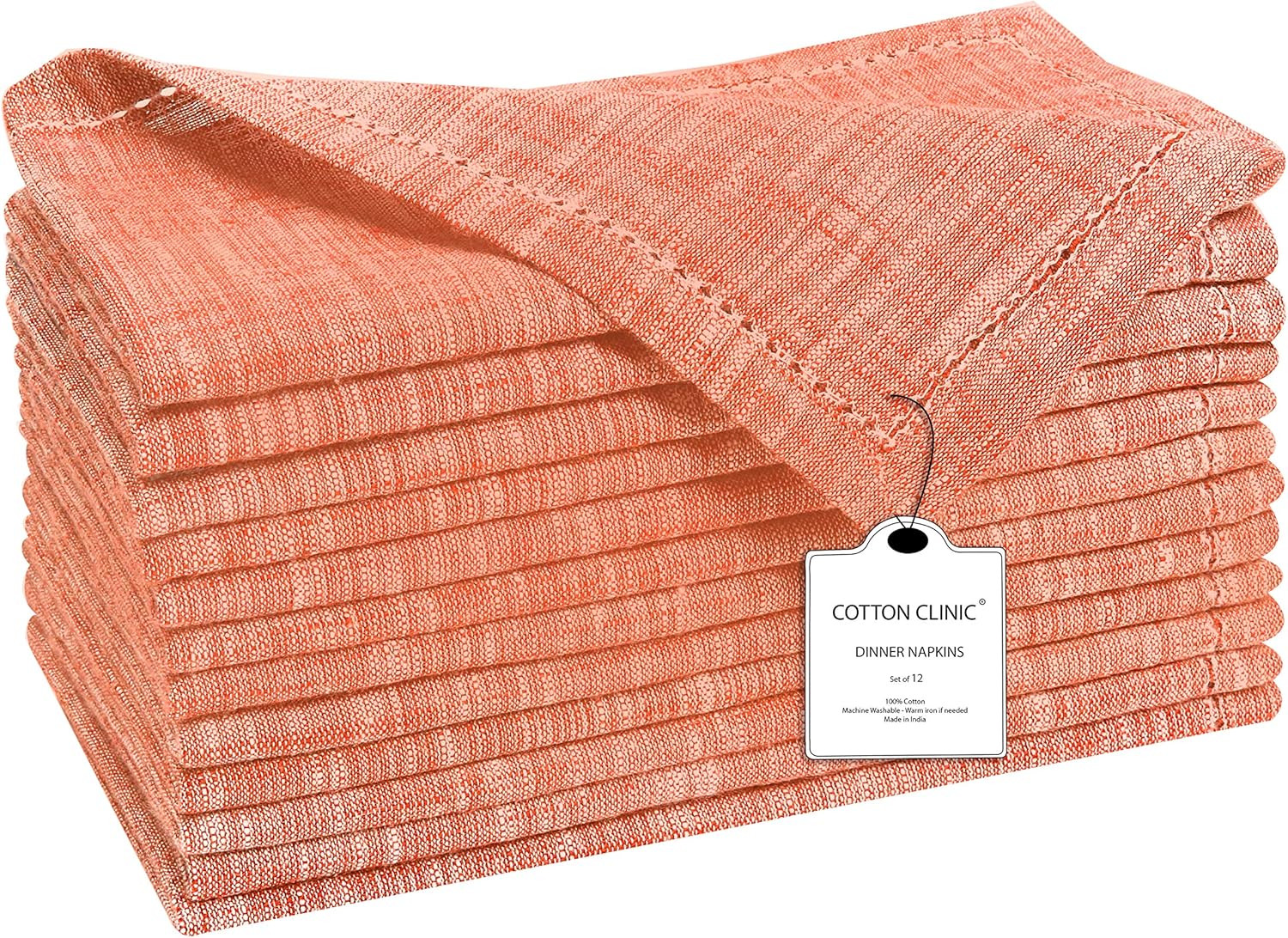 Cotton Clinic 12 Pack Farmhouse Style Slub Textured 18x18 Cloth Dinner Napkins, 100% Cotton for E... | Amazon (US)