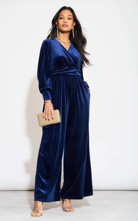 Ava Velvet Jumpsuit   Blue | Chapter London | SilkFred | SilkFred