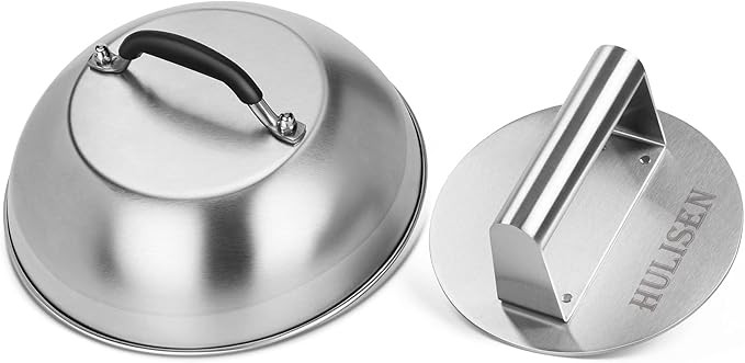 HULISEN Cheese Melting Dome & Smashed Burger Press, 9 Inch Heavy Duty Round Basting Cover with St... | Amazon (US)