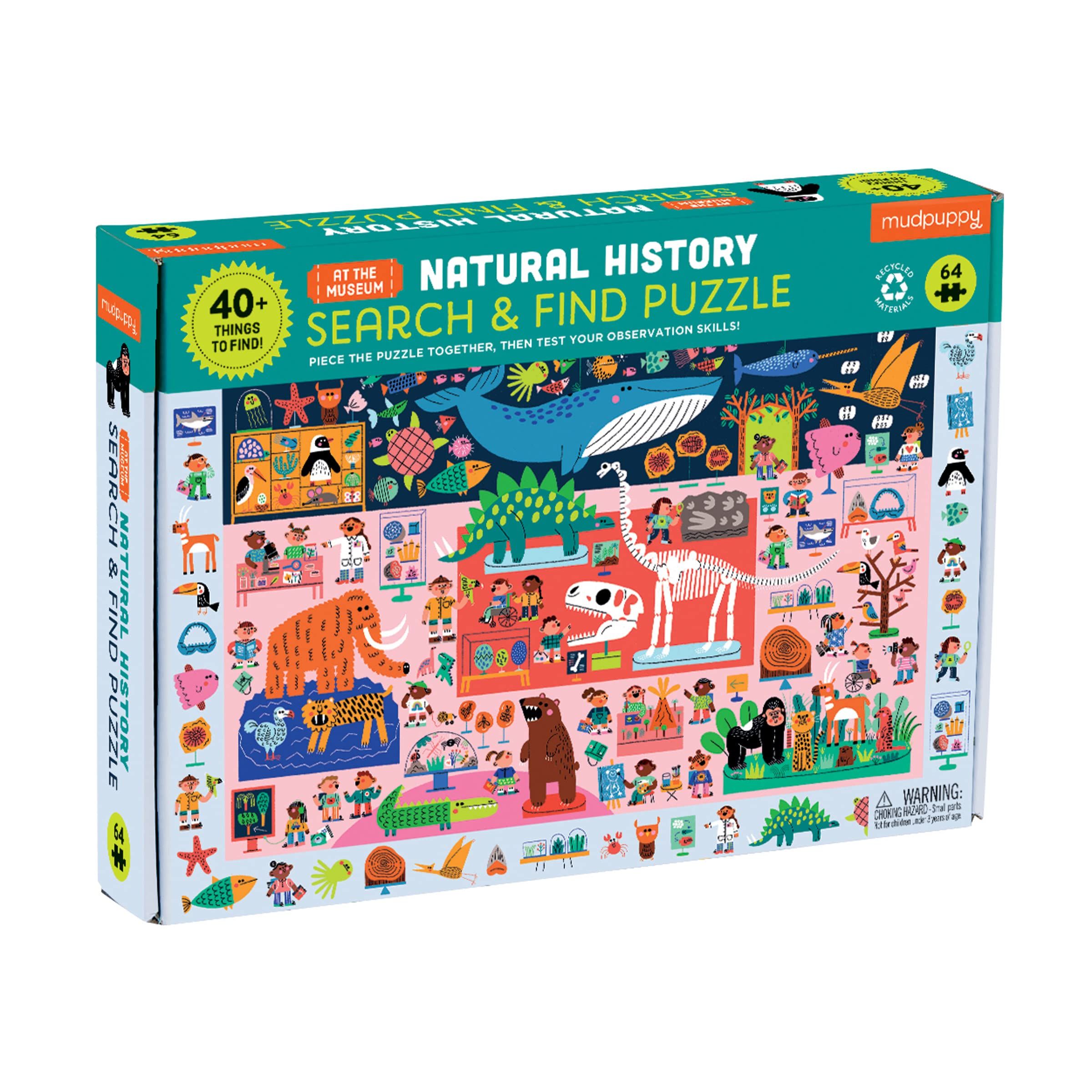 Mudpuppy Natural History Museum Search & Find Puzzle from Colorful Illustrations, Complete Puzzle to | Amazon (US)