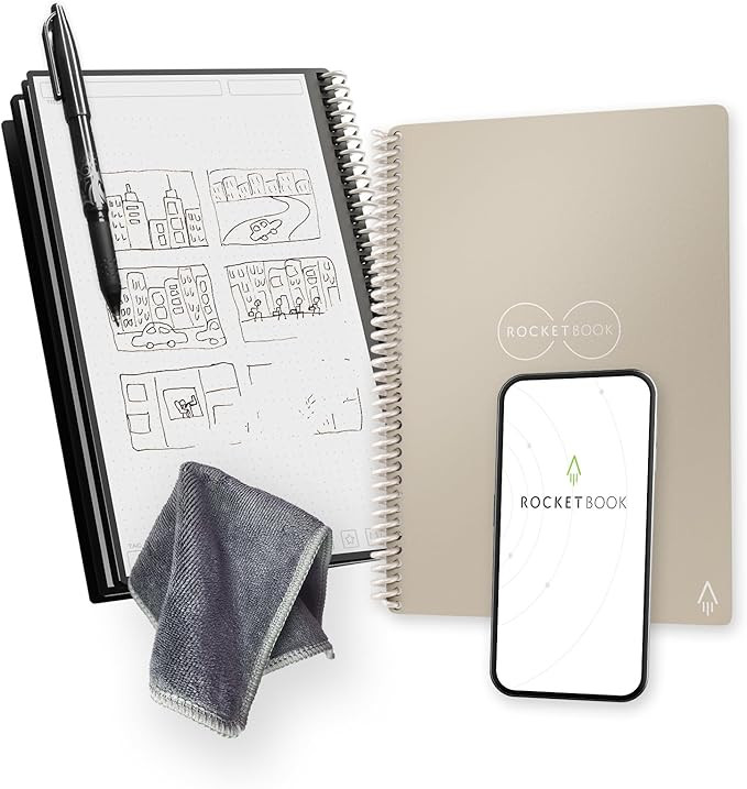 Rocketbook Core Reusable Spiral Notebook, Executive Size 6x8.8, Beige - Dotted Pages, App-Connect... | Amazon (US)