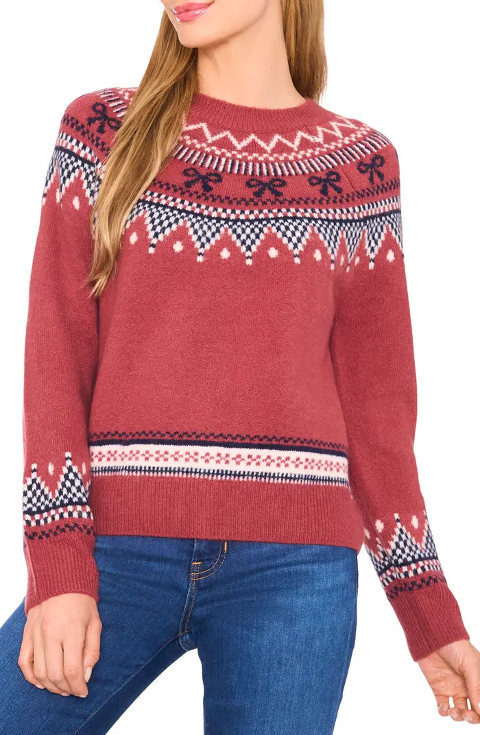 Fair Isle Ribbon Detail Crewneck Sweater | Nordstrom