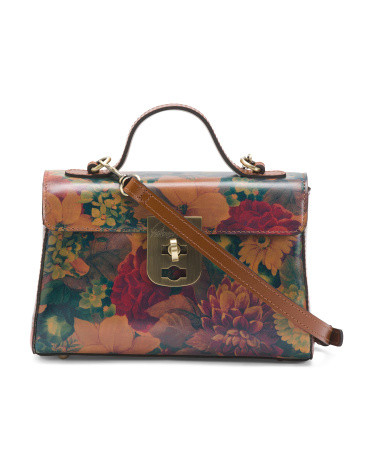Leather Porcili Satchel With Shoulder Strap | TJ Maxx