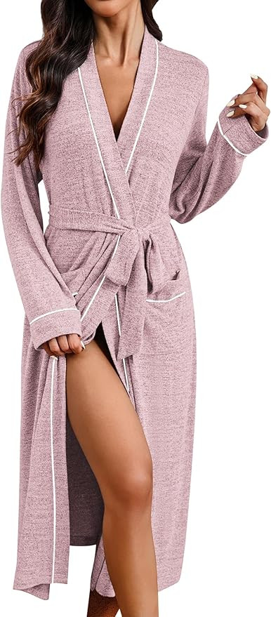 Ekouaer Womens Robe Long Bathrobe Lightweight Soft Knit Kimono Robes Ladies Casual Sleepwear S-3X... | Amazon (US)