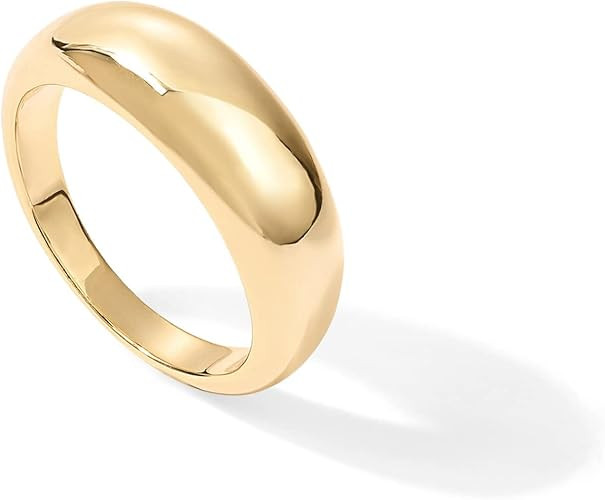 PAVOI 14K Gold Plated Chunky Dome Ring |Puffy Dome Stackable Rings | Chunky Signet Ring for Women | Amazon (US)