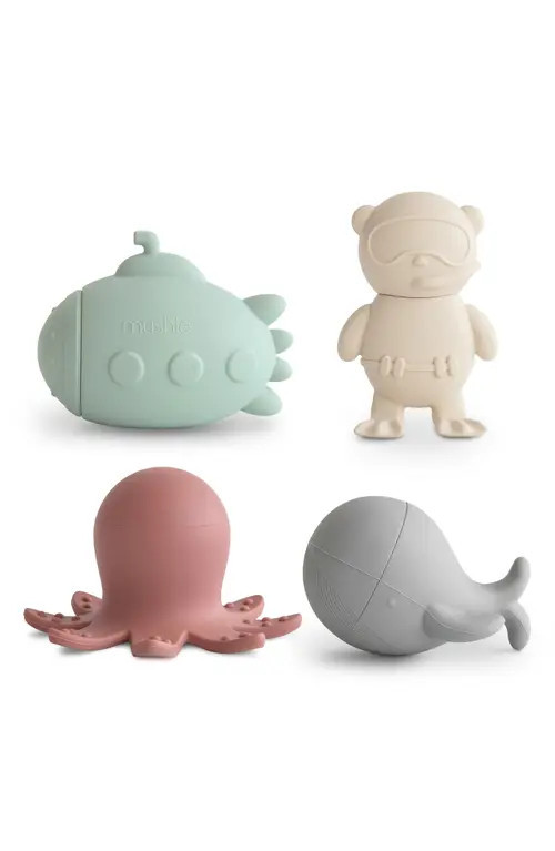 Mushie Set of 4 Sea Life Bath Playset in Multi at Nordstrom | Nordstrom