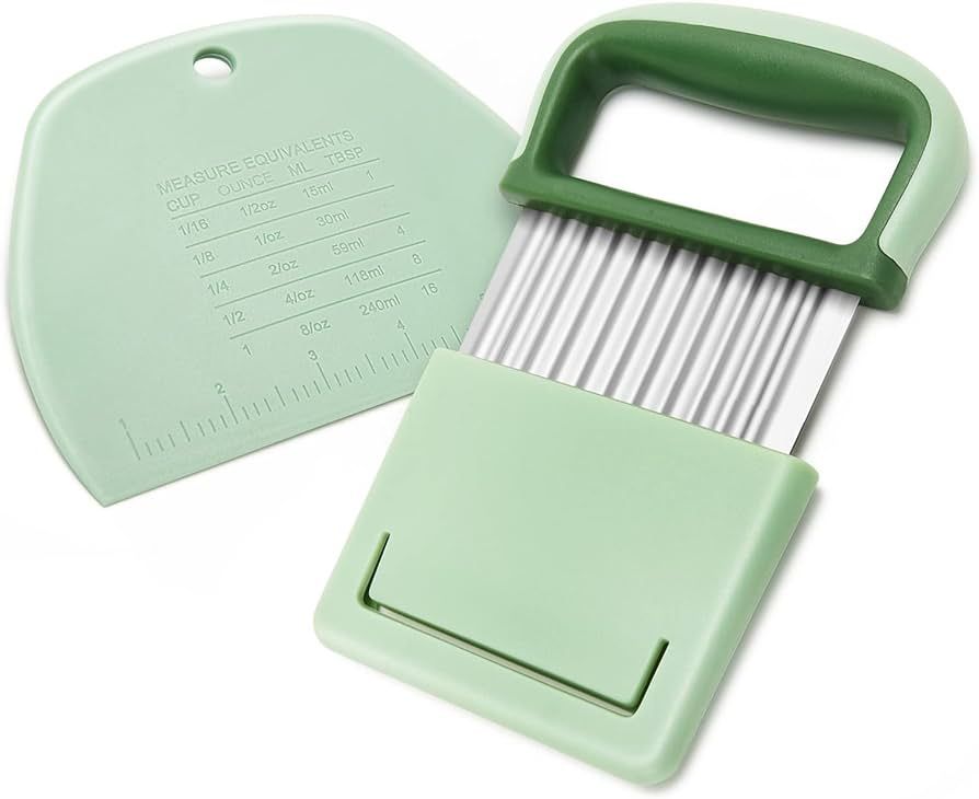 Vegetable Chopper - Stainless Steel Blade Crinkle Cutter/Wavy Knife Veggies French Fry Slicer and... | Amazon (US)