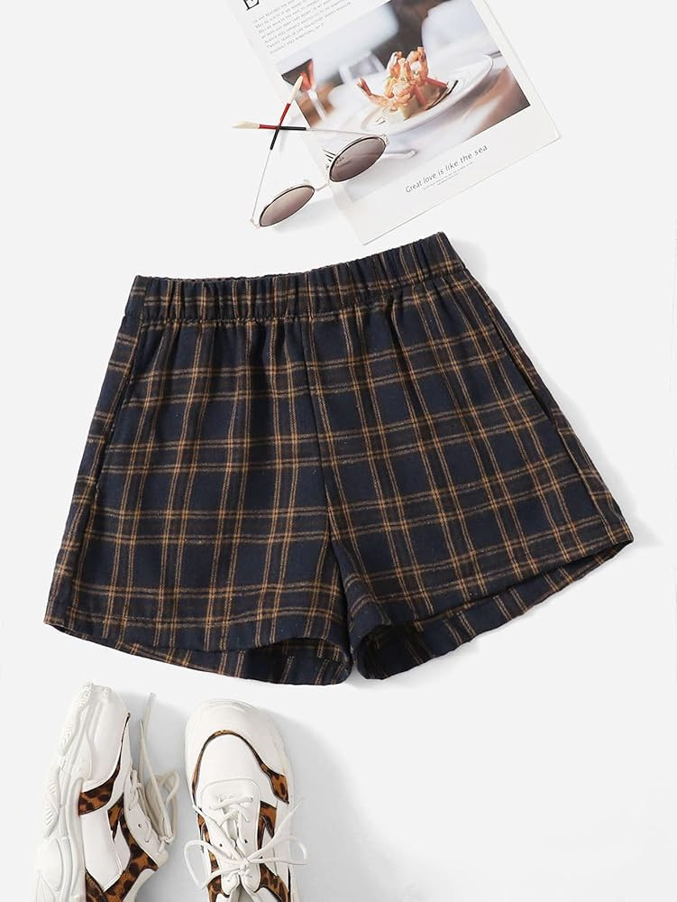 Shorts for Women Plaid Wide Leg Shorts | Amazon (US)
