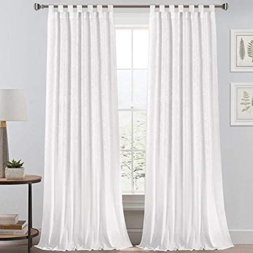 Natural Linen Curtains 108 Inches Long Tab Top Curtains for Living Room/Bedroom Elegant Casual Li... | Amazon (US)