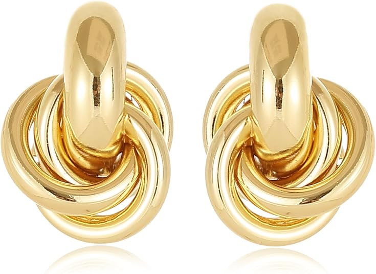 Trendy Gold Knot Heart Earrings for Women Colored Drop Dangle Statement Earrings Chunky Link Earr... | Amazon (US)