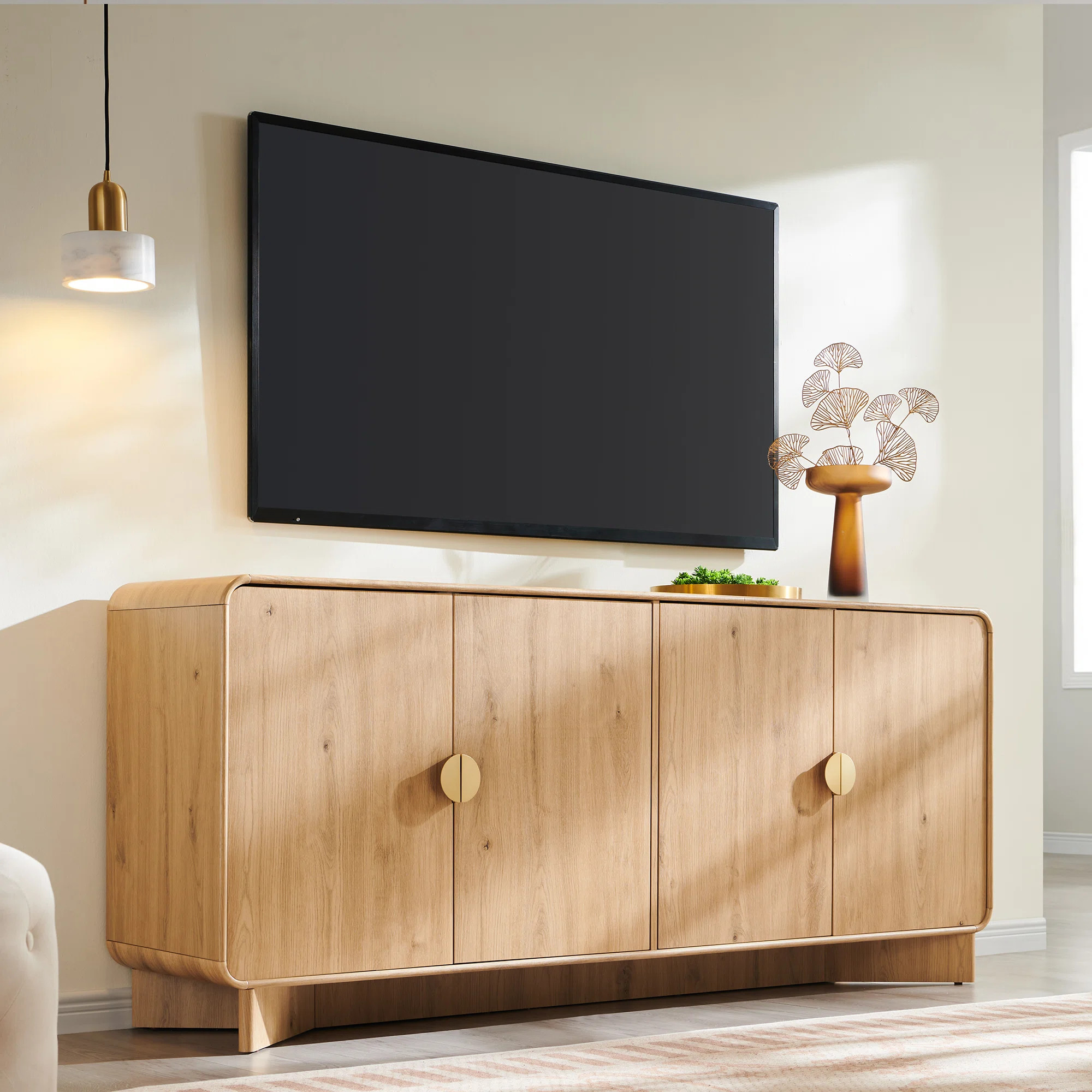 Abrianna Modern TV Stand for TVs Up to 80", 30" Tall Entertainment Center with Storage and Adjust... | Wayfair North America