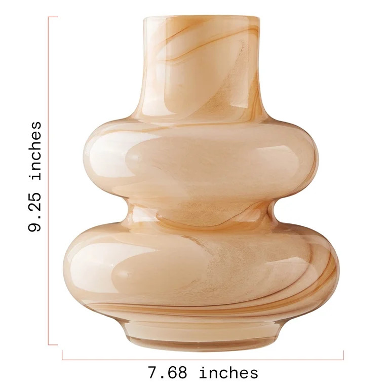 Beautiful 7.68" x 9.45" Bubble Beige Marbled Glass Vase by Drew Barrymore | Walmart (US)