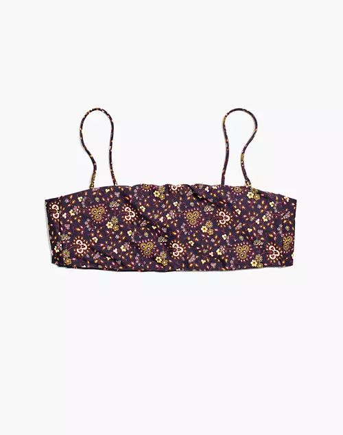 Madewell Second Wave Reversible Spaghetti-Strap Bandeau Bikini Top in Wildplains Floral | Madewell