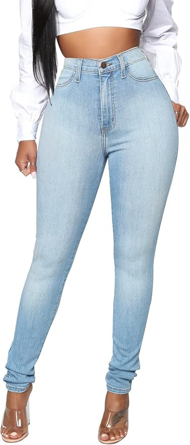 KUNMI Womens Classic High Waisted Skinny Stretch Butt Lifting Jeans Slim Fit Denim Pants | Amazon (US)