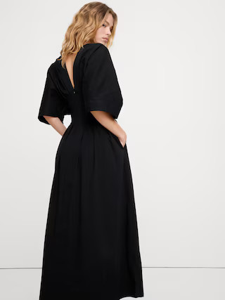 Stretch-Cotton Pleated Maxi Dress | Banana Republic (US)