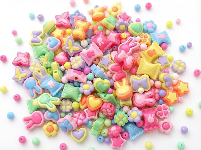 Jabrand 240pcs Acrylic Beads for Bracelet Making, Assorted Bead Charms for Jewelry Making Heart F... | Amazon (US)