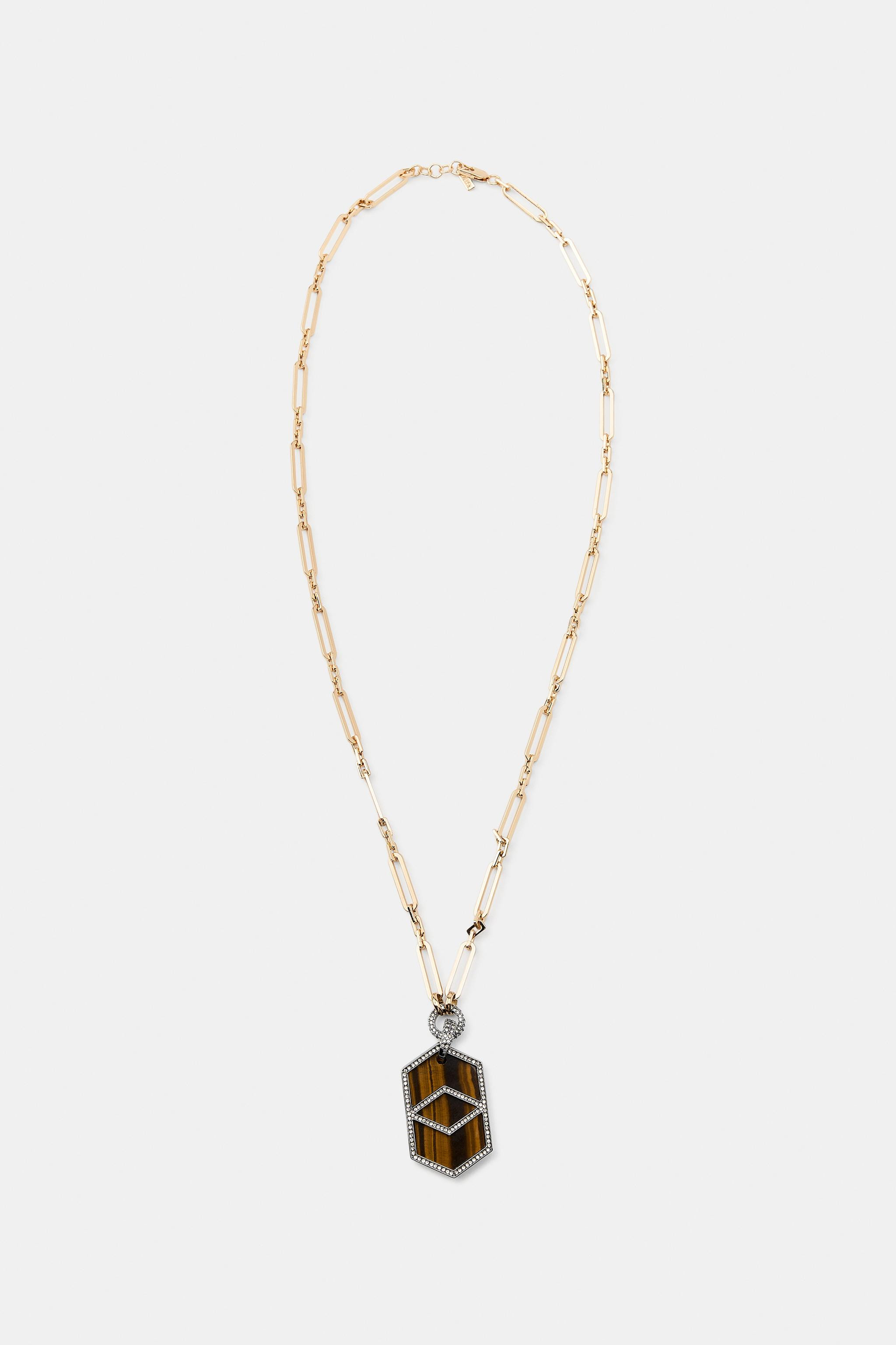 METAL SHINY STONE NECKLACE | Zara US