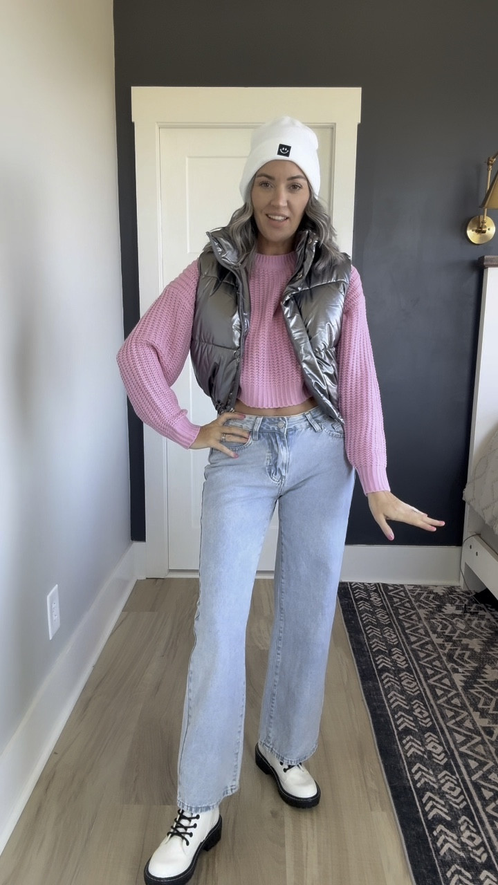 That does it….I found the outfit I’ll be wearing for the rest of my life!  

Can you EVENNNN with the bow jeans?! 🎀 They’re the cutest things I’ve ever seen!  I paired them with a cute pink sweater and funky silver puffer vest 

#denimstyle #valentinesoutfit #winterfashion #onwednesdayswewearpink #trendyoutfits 

#LTKStyleTip #LTKWatchNow #LTKFindsUnder50