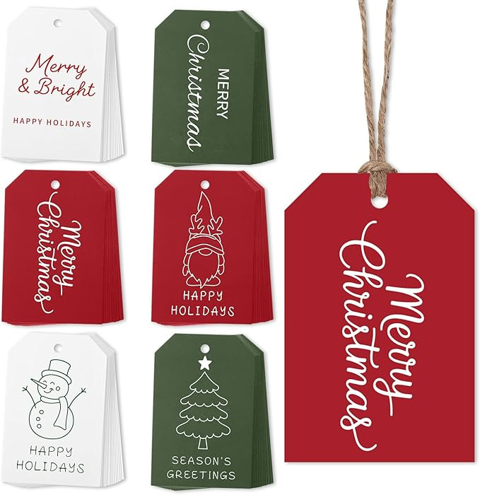 Personalizing Christmas Gift Tags, 96 Pack Thick Cardstock Labels with 66ft String Attached - Chr... | Amazon (US)