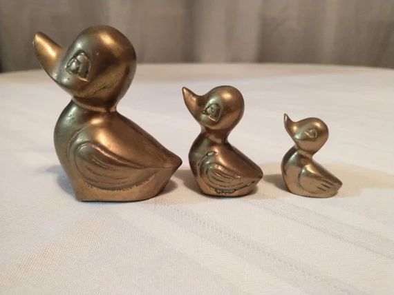 Vintage Brass Duck Family, Trio Of Ducks, Vintage Brass Paperweights, BOHO Brass Décor, Mid Cent... | Etsy (US)