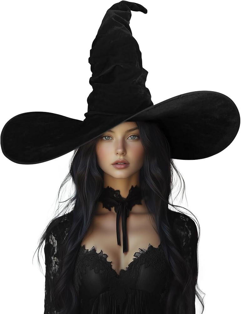 UQJE Women's Witch Hat Adult Ruched Witches Hat Halloween Costume | Amazon (US)
