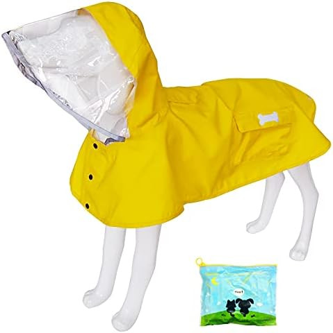 Waterproof Dog Raincoat, Adjustable Reflective Lightweight Pet Rain Clothes with Poncho Hood | Amazon (US)