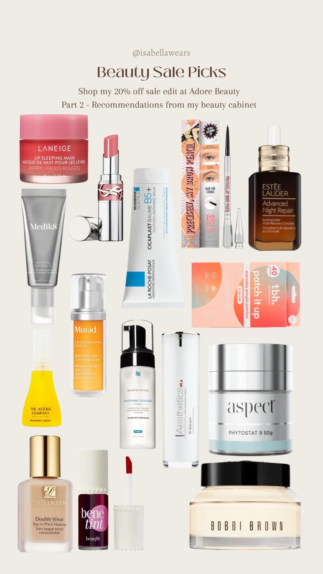 From my beauty cabinet to yours ✨
These are the products I truly rate, the ones I reach for daily, repurchase without hesitation, and recommend time and time again. From skincare staples to makeup must-haves and haircare heroes, consider this your edit of tried-and-tested favourites, straight from my routine.

#BeautyEdit #SkincareRoutine #MakeupFavourites #AdoreBeauty 

#LTKaustralia #LTKsale #LTKbeauty