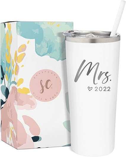 SassyCups Mrs. Tumbler Cup | The Mrs. Est. 2022 Engraved Stainless Steel Vacuum Insulated For Bri... | Amazon (US)