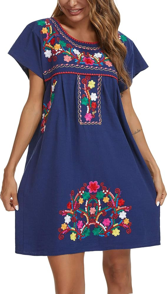 YZXDORWJ Women's Casual Skirt Boho Mexican Peasant Dresse Plus Size XXL Dress | Amazon (US)