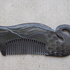 Natural Buffalo Horn Hair Comb Black Swan HC4 - Etsy UK | Etsy (US)